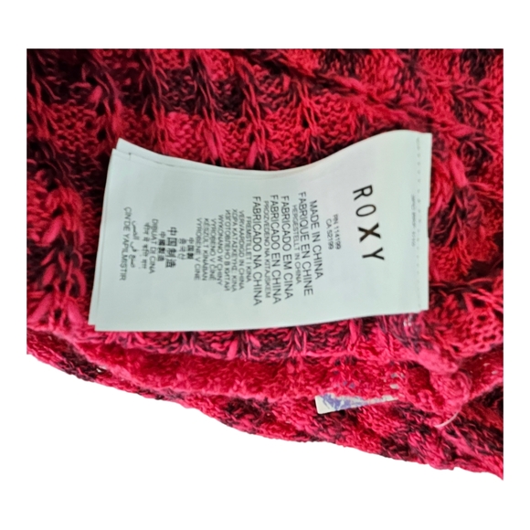 ROXY V-neck Hooded Sweater Hot Pink Size M 2010s Retro Vibe - Picture 7 of 7